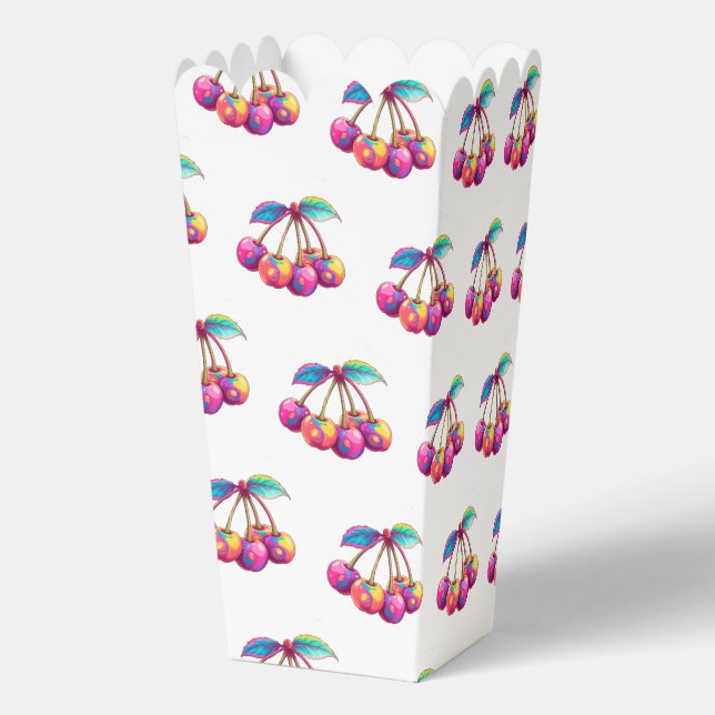 Colourful cherries favor box (Back)