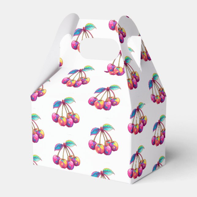Colourful cherries favor box (Front Side)