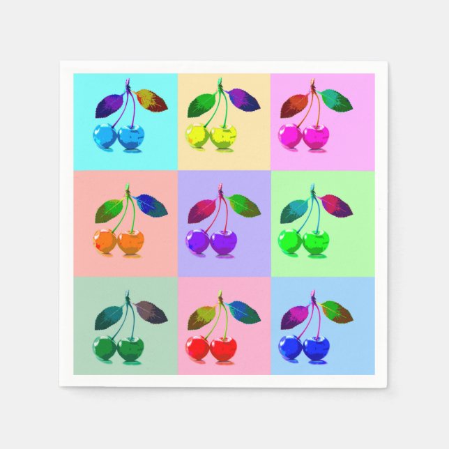 Colourful Cherries - Pop Art    Napkin (Front)