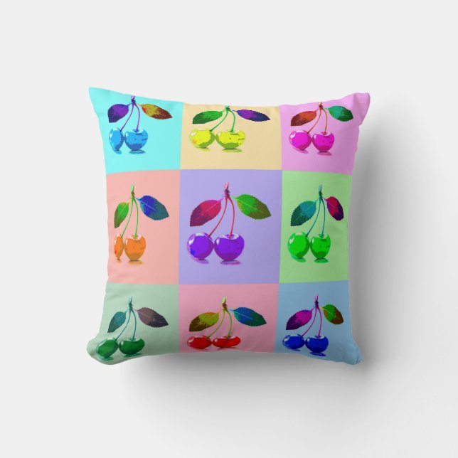 Colourful Cherries - Pop Art   Throw Pillow (Front)