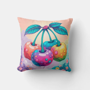 Colourful cherries throw pillow