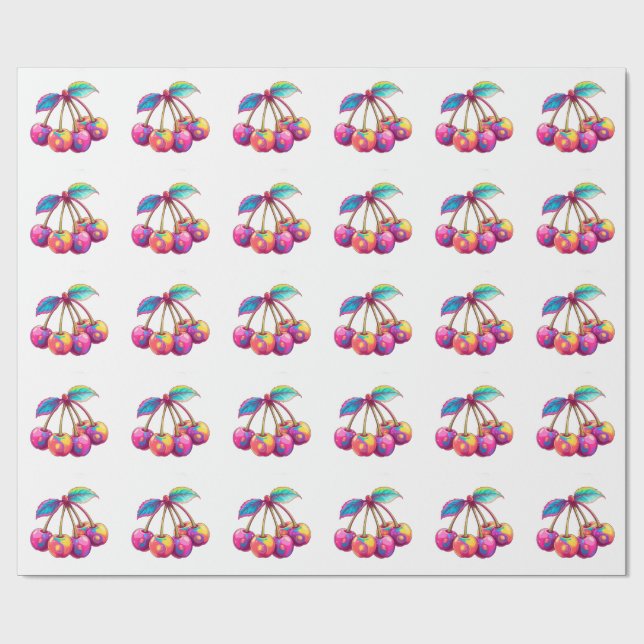 Colourful cherries wrapping paper (Flat)