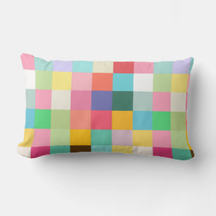Colourful chess ricks squares lumbar pillow
