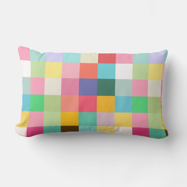 Colourful chess ricks squares lumbar pillow (Front)