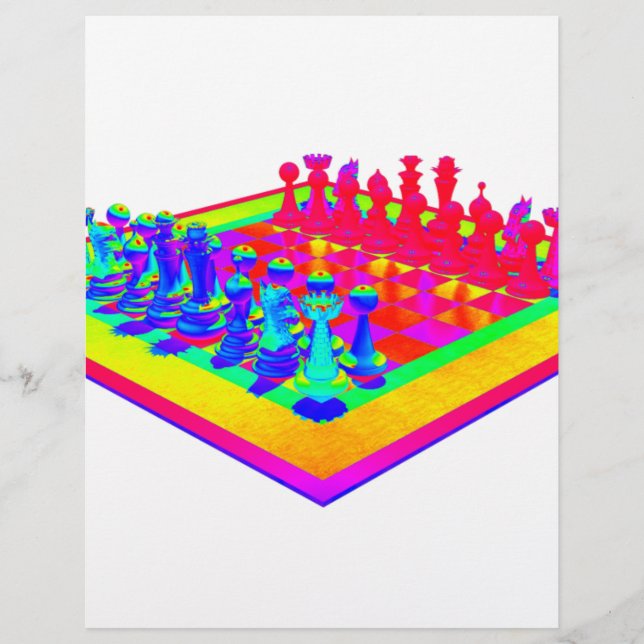 Colourful Chessboard & Chess Pieces (Front)
