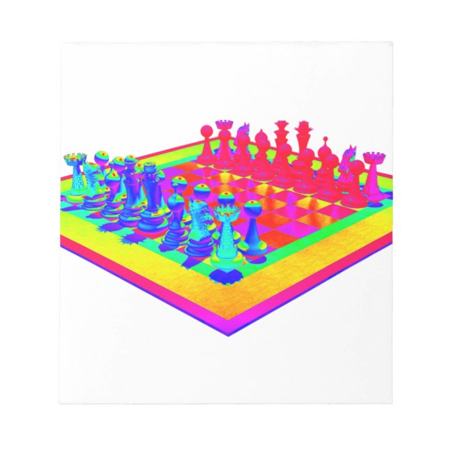 Colourful Chessboard & Chess Pieces Notepad (Front)