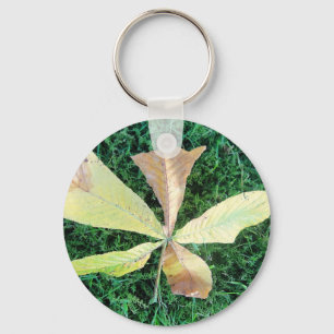 Colourful chestnut tree leaf keychain