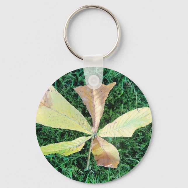 Colourful chestnut tree leaf keychain (Front)