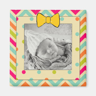 Colourful Chevron and Stripes Personalized Magnet