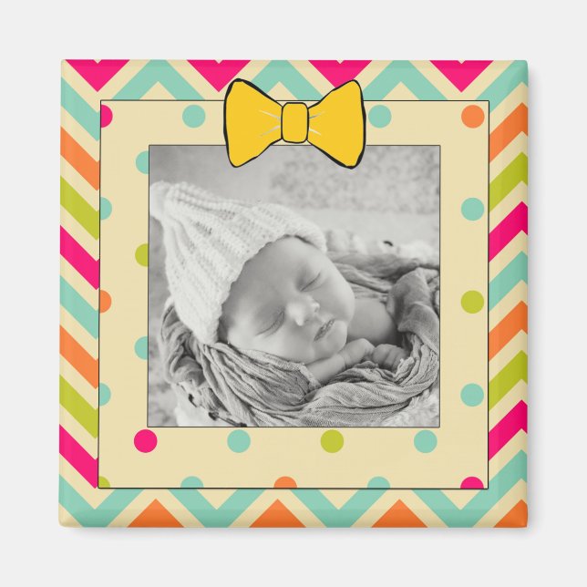 Colourful Chevron and Stripes Personalized Magnet (Front)