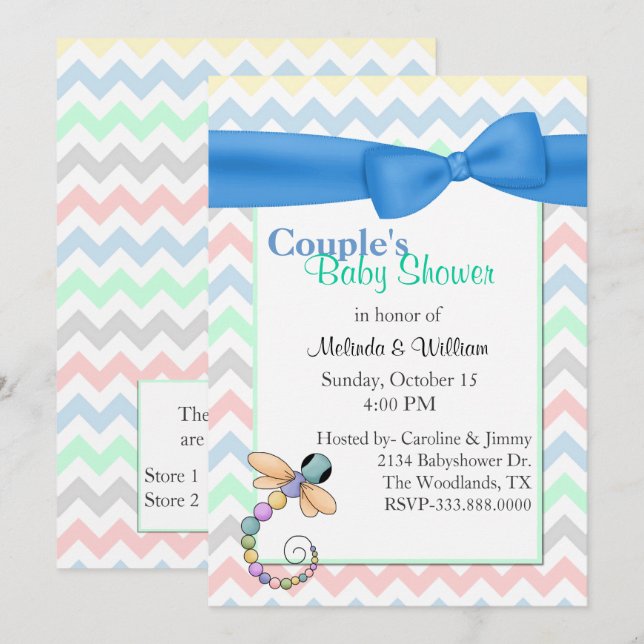 Colourful Chevron Couple's Baby Shower Invitation (Front/Back)