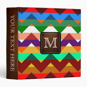 Colourful Chevron Custom Monogram #6 Binder