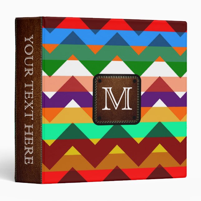 Colourful Chevron Custom Monogram #6 Binder (Front/Spine)