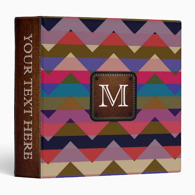 Colourful Chevron Custom Monogram #7 Binder (Front/Spine)
