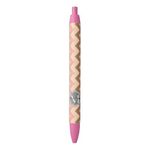 Colourful Chevron, Floral Monogram Personalized Black Ink Pen