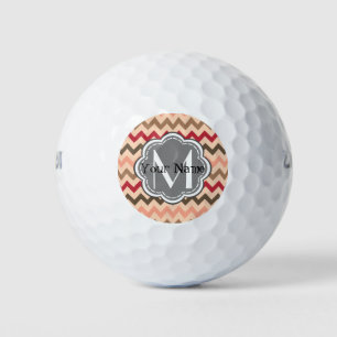 Colourful Chevron, Floral Monogram Personalized Golf Balls