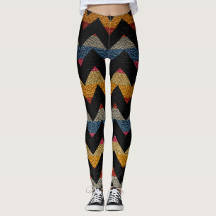 Colourful Chevron Modern Leather #16 Leggings