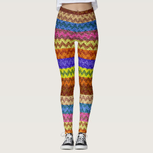 Colourful Chevron Modern Leather #25 Leggings