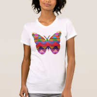 Colourful Chevron Pattern Butterfly on Wood