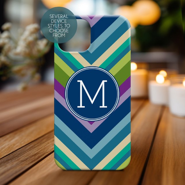Colourful Chevron Pattern Custom Monogram Case-Mate iPhone Case (Personalized Phone Case with Monogram)