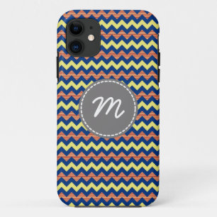 Colourful Chevron Pattern Custom Monogram iPhone 11 Case