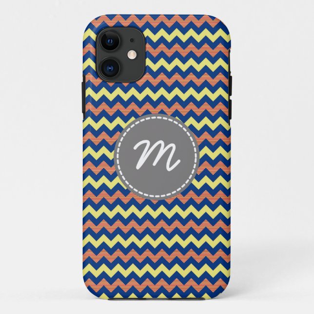Colourful Chevron Pattern Custom Monogram Case-Mate iPhone Case (Back)