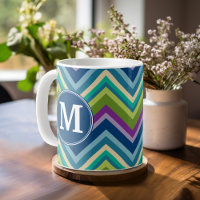 Colourful Chevron Pattern Custom Monogram