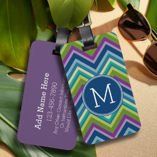 Colourful Chevron Pattern Custom Monogram Luggage Tag