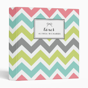 Colourful Chevron Pattern Personalized Binder
