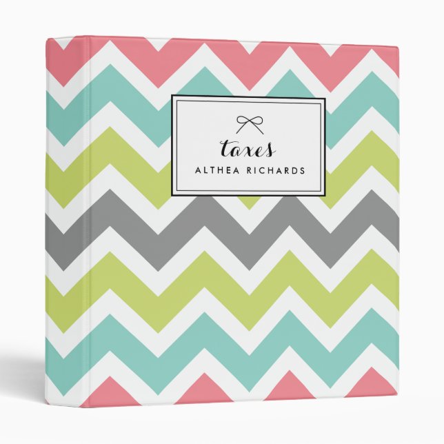 Colourful Chevron Pattern Personalized Binder (Front/Spine)