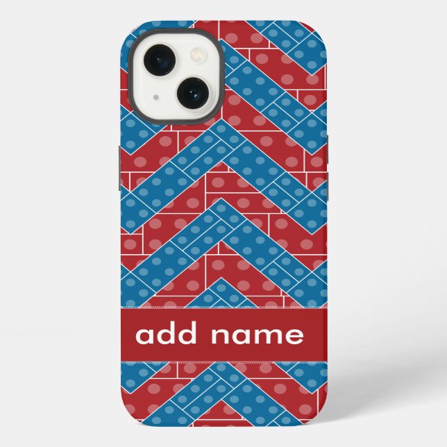Colourful Chevron Pattern with Bricks Red Blue iPhone Case (Back)