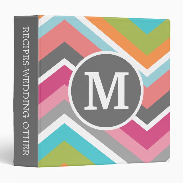 Colourful Chevron Pattern with Custom Monogram Binder (Front/Spine)