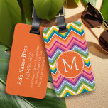 Colourful Chevron Pattern with Monogram Luggage Tag<br><div class="desc">Travel in style with a bright and trendy design for your bag or backpack. If you need to make adjustments to your initials or to the art,  click on the customize button to make changes.</div>