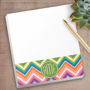 Colourful Chevron Pattern with Monogram Notepad