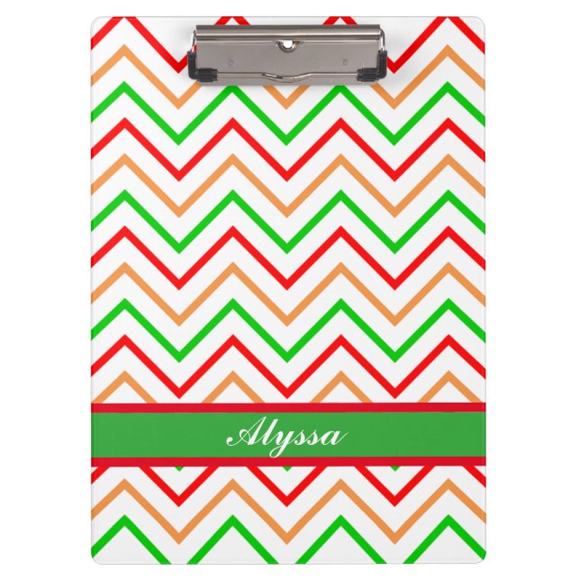 Colourful Chevron Pattern with Name Clipboard (Front)