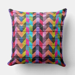 Colourful Chevron pattern wood #2 Throw Pillow