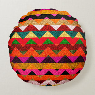 Colourful Chevron Stripes #10 Round Pillow