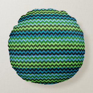 Colourful Chevron Stripes #2 Round Pillow