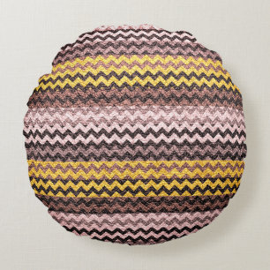 Colourful Chevron Stripes #3 Round Pillow