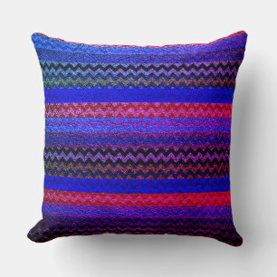 Colourful Chevron Stripes Leather Look #53 Throw Pillow