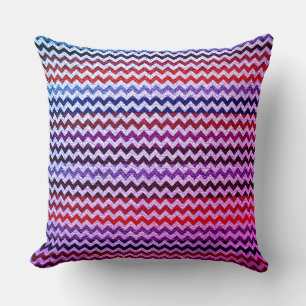 Colourful Chevron Stripes Leather Look #57 Throw Pillow
