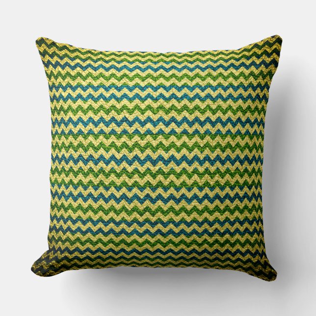 Colourful Chevron Stripes Leather Look #75 Throw Pillow (Front)