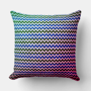 Colourful Chevron Stripes Leather Look #76 Throw Pillow