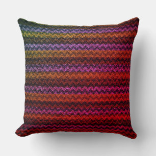 Colourful Chevron Stripes Leather Look #80 Throw Pillow