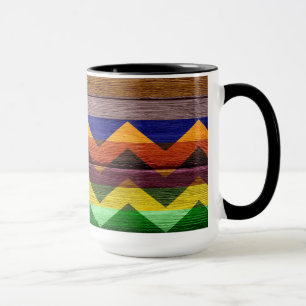 Colourful Chevron Stripes On Wood #20 Mug