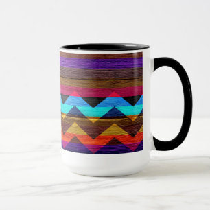 Colourful Chevron Stripes On Wood #8 Mug