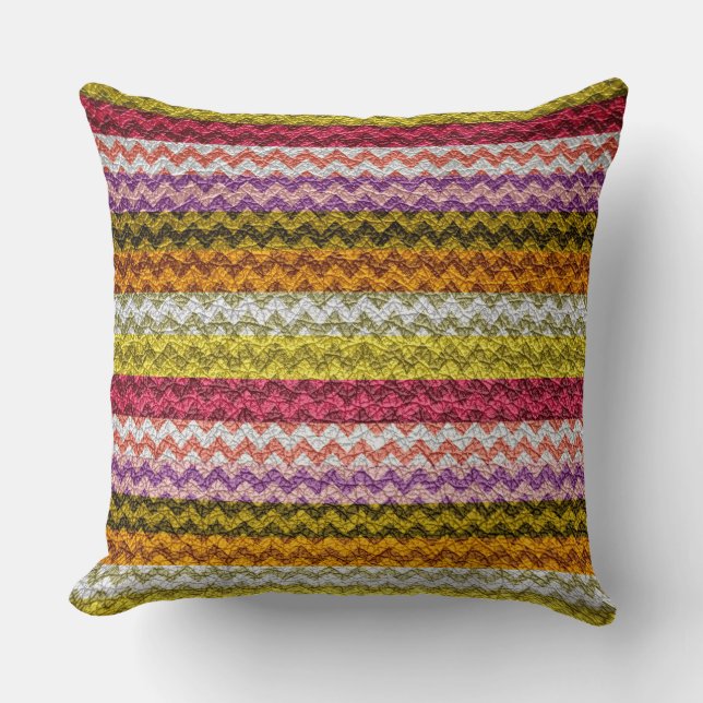 Colourful Chevron Stripes Pattern #2 Throw Pillow (Front)