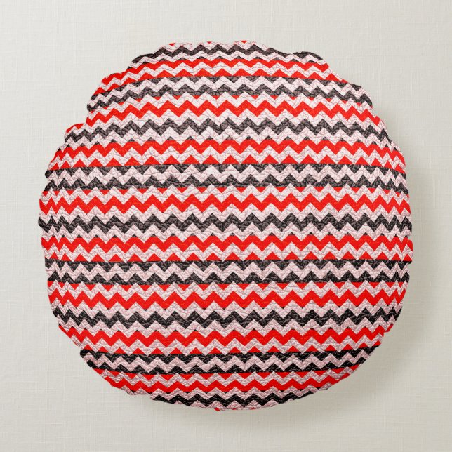 Colourful Chevron Stripes Round Pillow (Front)