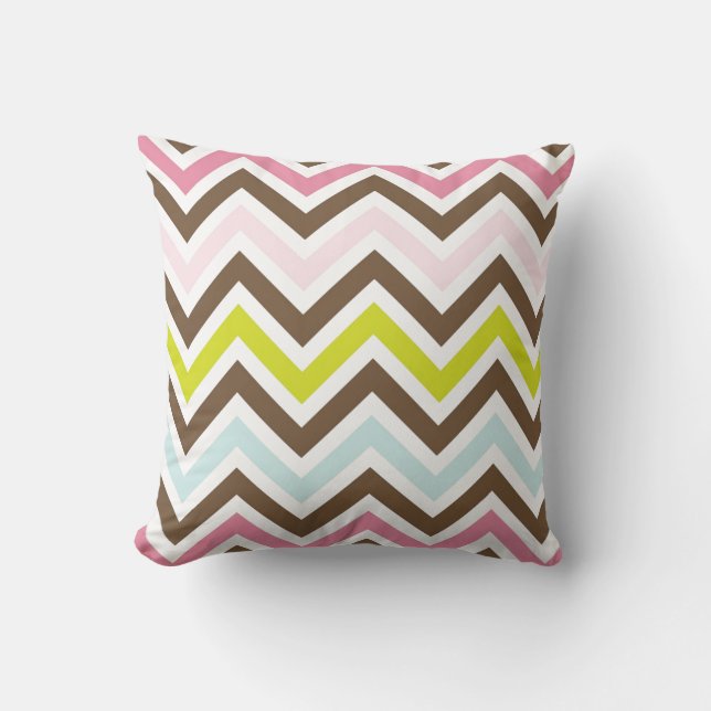 Colourful Chevron Stripes Throw Pillow (Front)