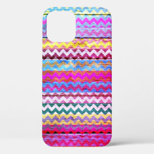 Colourful Chevron Stripes Wood Look #3 iPhone 12 Pro Case